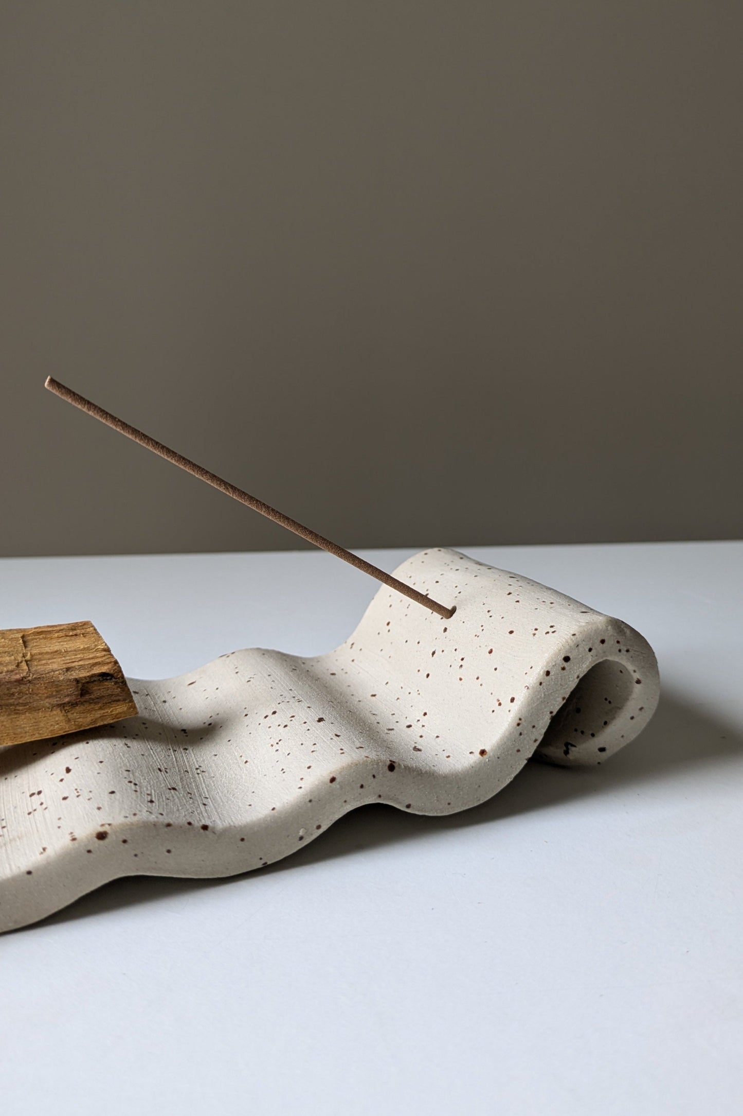 Handmade Incense & Palo Santo Holder - Wavy Raw Clay