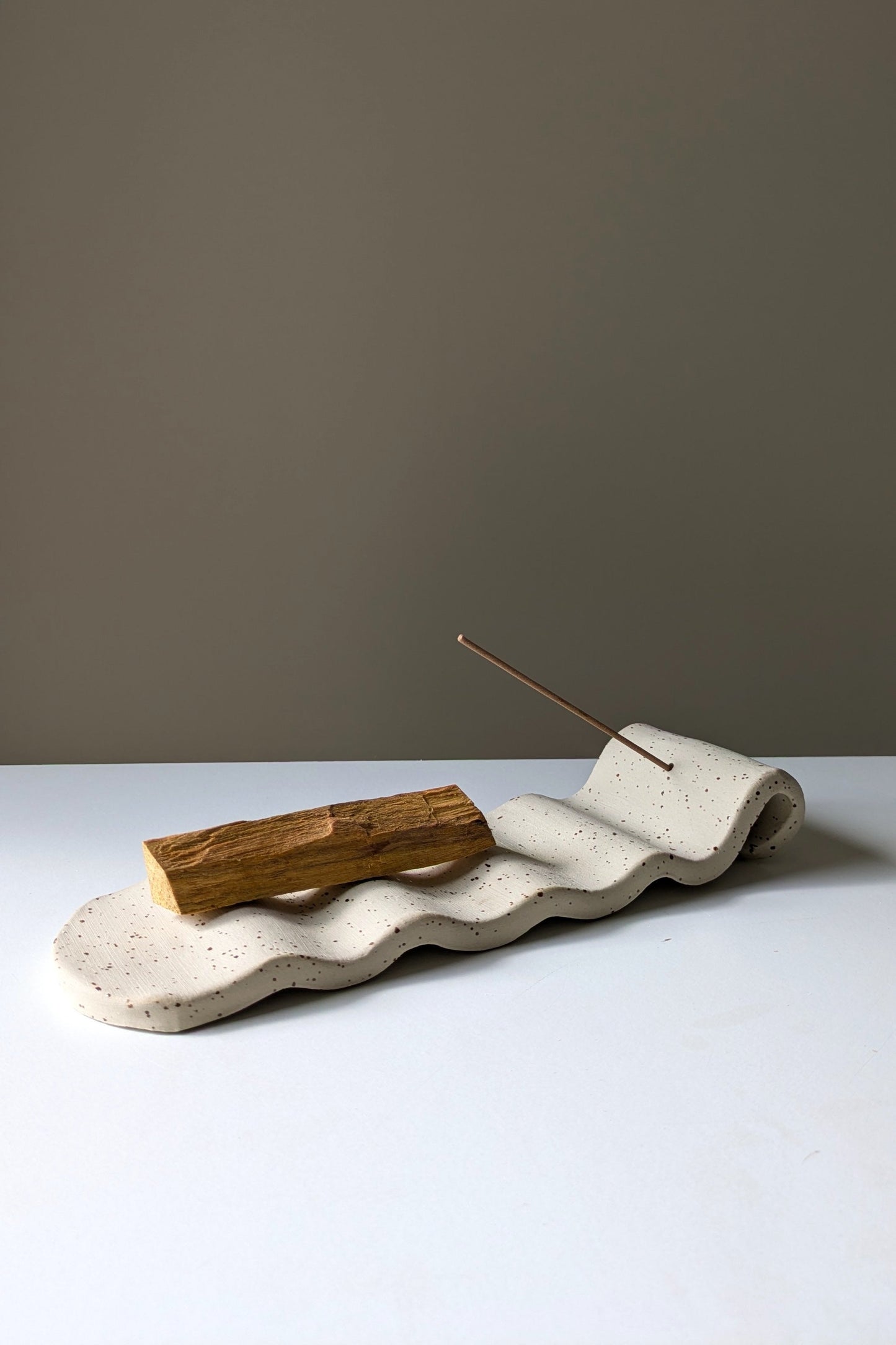 Handmade Incense & Palo Santo Holder - Wavy Raw Clay