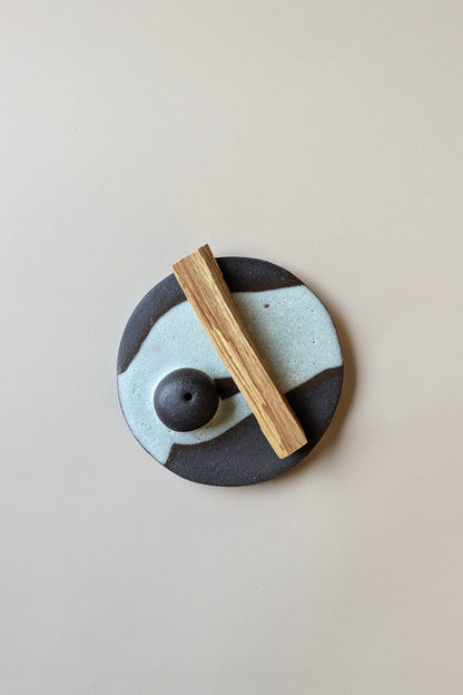 Handmade Incense & Palo Santo Holder - Circle Grey & White